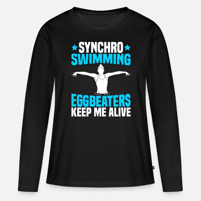 Synchronschwimmen - Frauen Premium Bio Langarmshirt - Schwarz
