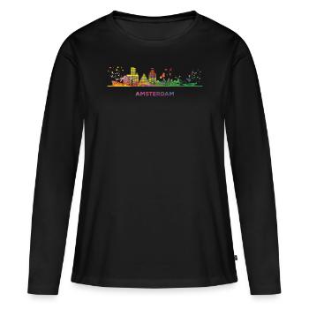 Amsterdam Skyline Amsterdam - T-shirt manches longues Premium bio Femme - noir - Devant - Julia (174cm)