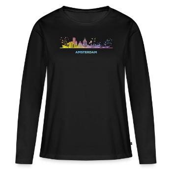Amsterdam Skyline Amsterdam - T-shirt manches longues Premium bio Femme - noir - Devant - Julia (174cm)