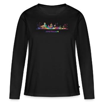 Amsterdam Skyline Amsterdam - T-shirt manches longues Premium bio Femme - noir - Devant - Julia (174cm)