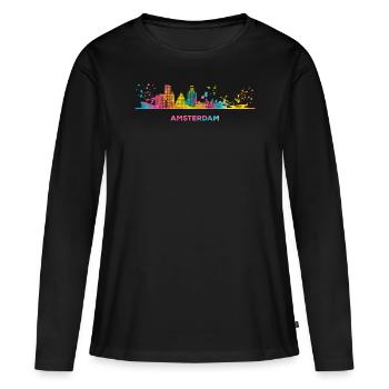 Amsterdam Skyline Amsterdam - T-shirt manches longues Premium bio Femme - noir - Devant - Julia (174cm)