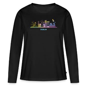 Dublin Skyline Dublin - T-shirt manches longues Premium bio Femme - noir - Devant - Julia (174cm)