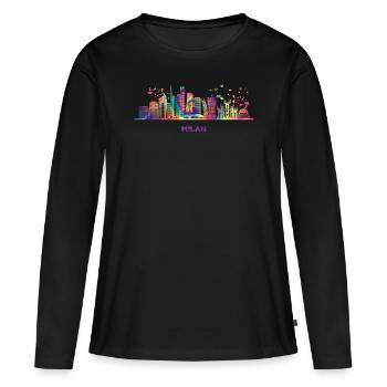 Milan skyline cityscape Milan - Women's Premium Organic Long Sleeve Shirt - black - Front - Julia (174cm)