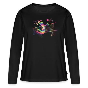 Joueurs de volley-ball enfants beach-volley - T-shirt manches longues Premium bio Femme - noir - Devant - Julia (174cm)
