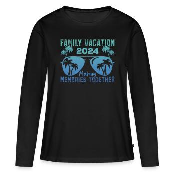 Sommerurlaub Familienurlaub - Frauen Premium Bio Langarmshirt - Schwarz - Vorne - Julia (174cm)