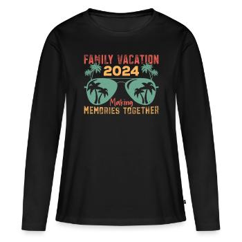 Sommerurlaub Familienurlaub - Frauen Premium Bio Langarmshirt - Schwarz - Vorne - Julia (174cm)