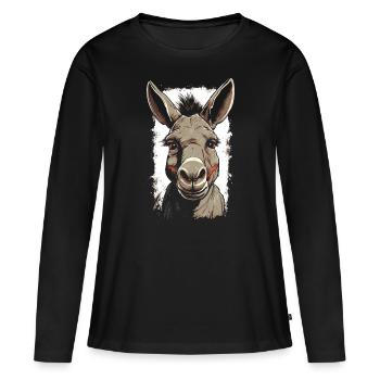 Âne âne mulet mulet mulet - T-shirt manches longues Premium bio Femme - noir - Devant - Julia (174cm)