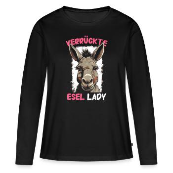 Esel Eselchen Maultier Muli - Frauen Premium Bio Langarmshirt - Schwarz - Vorne - Julia (174cm)