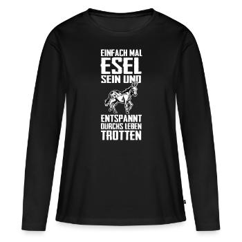 Esel Eselchen Maultier Muli - Frauen Premium Bio Langarmshirt - Schwarz - Vorne - Julia (174cm)
