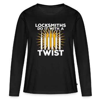 Schlüsseldienst Schlüsseldienst Schlüsseldienst - Frauen Premium Bio Langarmshirt - Schwarz - Vorne - Julia (174cm)