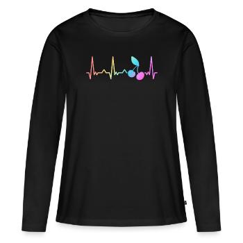 Cerise Fruit Cerises Cerise - T-shirt manches longues Premium bio Femme - noir - Devant - Julia (174cm)