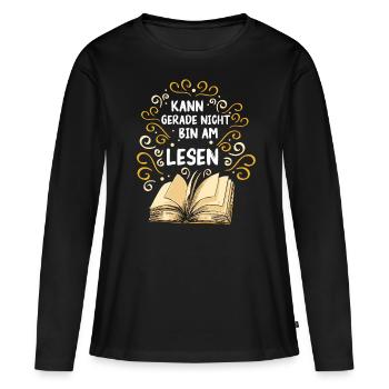 Buch Lesen Bücher Buch Nerd Bücherwurm - Frauen Premium Bio Langarmshirt - Schwarz - Vorne - Julia (174cm)