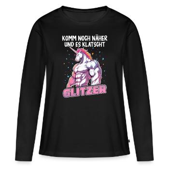 Einhorn Einhörner Fabelwesen Mystisch - Frauen Premium Bio Langarmshirt - Schwarz - Vorne - Julia (174cm)