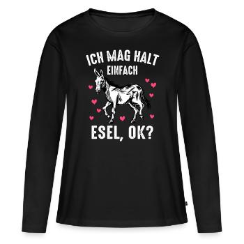 Esel Eselchen Maultier Muli - Frauen Premium Bio Langarmshirt - Schwarz - Vorne - Julia (174cm)