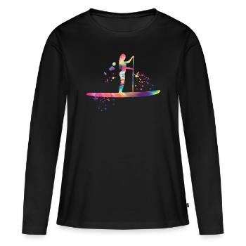 Stand Up Paddling Stand Up Board Sup - Frauen Premium Bio Langarmshirt - Schwarz - Vorne - Julia (174cm)