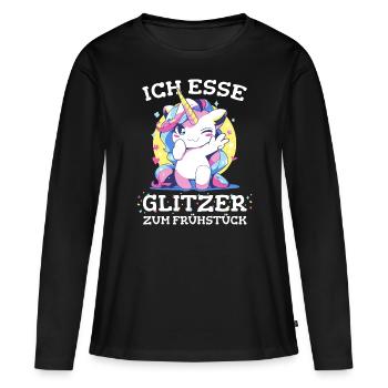 Einhorn Einhörner Fabelwesen Mystisch - Frauen Premium Bio Langarmshirt - Schwarz - Vorne - Julia (174cm)