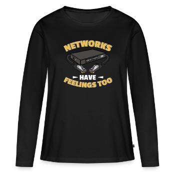 Administrateur réseau Administrateur système Réseau - T-shirt manches longues Premium bio Femme - noir - Devant - Julia (174cm)