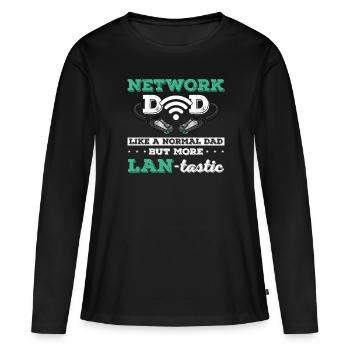 Administrateur réseau Administrateur système Réseau - T-shirt manches longues Premium bio Femme - noir - Devant - Julia (174cm)