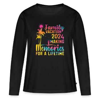 Familienurlaub Erinnerungen Schaffen - Frauen Premium Bio Langarmshirt - Schwarz - Vorne - Julia (174cm)