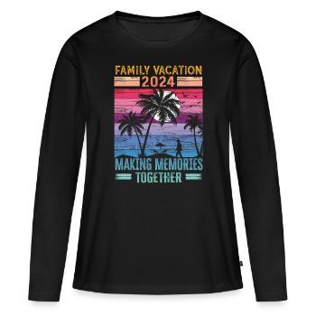 Familienurlaub Erinnerungen Schaffen - Frauen Premium Bio Langarmshirt - Schwarz - Vorne - Julia (174cm)