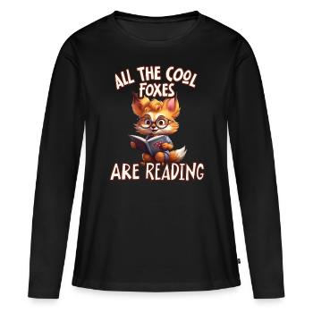 All Cool Kids Read Fox - Women's Premium Organic Long Sleeve Shirt - black - Front - Julia (174cm)