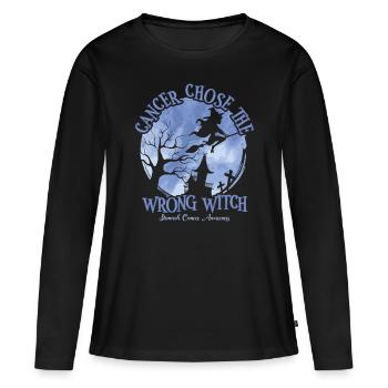 Cancer Sorcière Evergreen Cancer de l’estomac - T-shirt manches longues Premium bio Femme - noir - Devant - Julia (174cm)