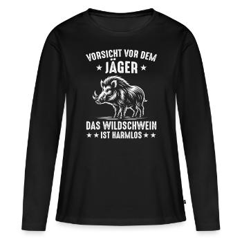 Chasseur Chasse Chasse Vêtements de chasse - T-shirt manches longues Premium bio Femme - noir - Devant - Julia (174cm)