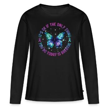 Sensibilisation à la prévention du suicide - T-shirt manches longues Premium bio Femme - noir - Devant - Julia (174cm)