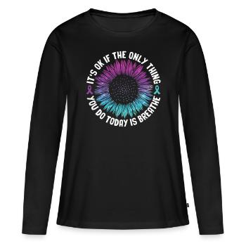 Sensibilisation à la prévention du suicide - T-shirt manches longues Premium bio Femme - noir - Devant - Julia (174cm)