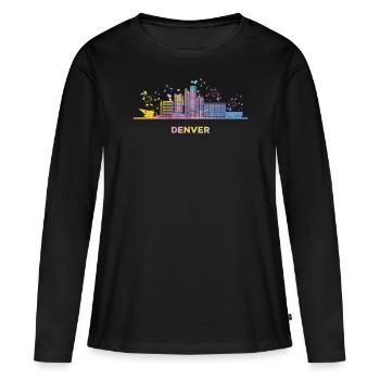 Denverites Skyline Denver - T-shirt manches longues Premium bio Femme - noir - Devant - Julia (174cm)