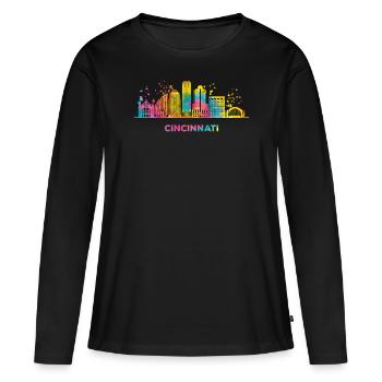 Ligne d’horizon de Cincinnati - T-shirt manches longues Premium bio Femme - noir - Devant - Julia (174cm)
