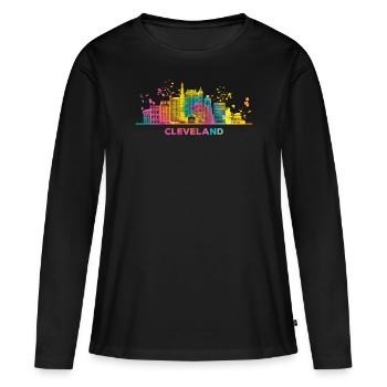 Clevelander Skyline Cleveland - T-shirt manches longues Premium bio Femme - noir - Devant - Julia (174cm)