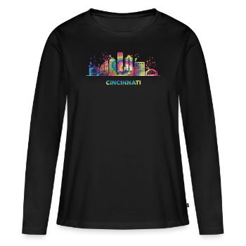 Ligne d’horizon de Cincinnati - T-shirt manches longues Premium bio Femme - noir - Devant - Julia (174cm)
