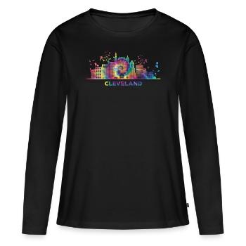 Clevelander Skyline Cleveland - T-shirt manches longues Premium bio Femme - noir - Devant - Julia (174cm)
