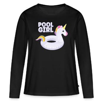Piscine Fille Licorne Floatie Piscine - T-shirt manches longues Premium bio Femme - noir - Devant - Julia (174cm)