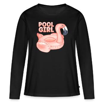 Piscine Fille Flamingo Floatie Piscine - T-shirt manches longues Premium bio Femme - noir - Devant - Julia (174cm)
