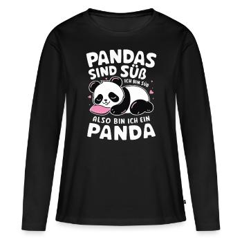 Panda Panda Ours Pandas - T-shirt manches longues Premium bio Femme - noir - Devant - Julia (174cm)