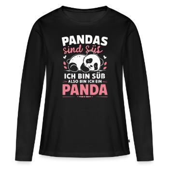 Panda Panda Ours Pandas - T-shirt manches longues Premium bio Femme - noir - Devant - Julia (174cm)