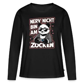 Panda Panda Ours Pandas - T-shirt manches longues Premium bio Femme - noir - Devant - Julia (174cm)