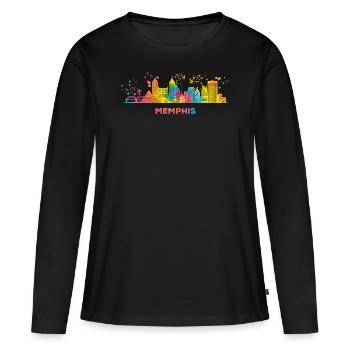 Ligne d’horizon de Memphean Memphis - T-shirt manches longues Premium bio Femme - noir - Devant - Julia (174cm)