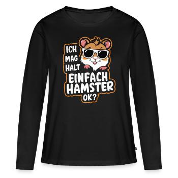 Hamster Hamster doré Hamster nain - T-shirt manches longues Premium bio Femme - noir - Devant - Julia (174cm)