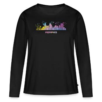 Ligne d’horizon de Memphean Memphis - T-shirt manches longues Premium bio Femme - noir - Devant - Julia (174cm)