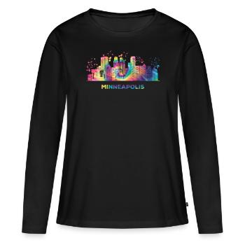 Minneapolitan Skyline Minneapolis - T-shirt manches longues Premium bio Femme - noir - Devant - Julia (174cm)