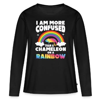 Je suis plus confus qu’un caméléon - T-shirt manches longues Premium bio Femme - noir - Devant - Julia (174cm)