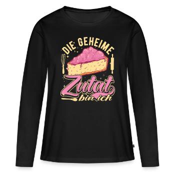Pâtisserie et cuisine, ingrédient secret Am Me - T-shirt manches longues Premium bio Femme - noir - Devant - Julia (174cm)