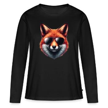 Fox with sunglasses, digital art, wild animal - Women's Premium Organic Long Sleeve Shirt - black - Front - Julia (174cm)