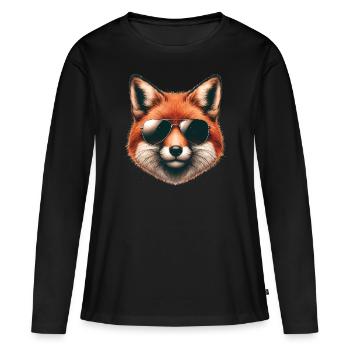 Fox with sunglasses, digital art, wild animal - Women's Premium Organic Long Sleeve Shirt - black - Front - Julia (174cm)