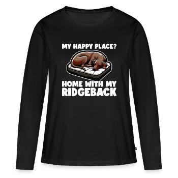 Rhodesian Ridgeback Happy Rhodesian Ridgebacks - T-shirt manches longues Premium bio Femme - noir - Devant - Julia (174cm)