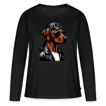 Rhodesian Ridgeback Cool Rhodesian Ridgebacks - T-shirt manches longues Premium bio Femme - noir - Devant - Julia (174cm)