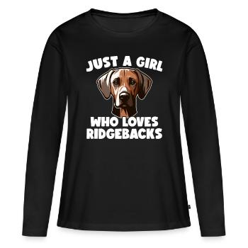 Rhodesian Ridgeback Girl Rhodesian Ridgebacks - T-shirt manches longues Premium bio Femme - noir - Devant - Julia (174cm)